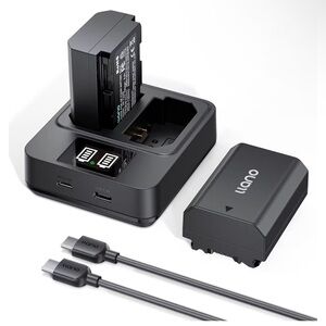 llano 2-Pack NP-FZ100 Batteries & 20W Fast Charger Set - for Sony